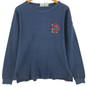 THE DISNEY STORE DONALD L-xl Embroidered Thermal Long Sleeve Shirt Waffle Vtg